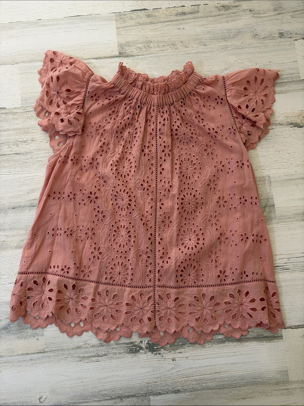 Sea Pink Eyelet Cotton Blouse